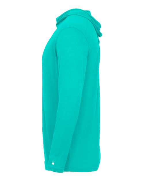 Badger Men's Tri-Blend Surplice Hooded Long Sleeve T-Shirt 4905 - Turquoise