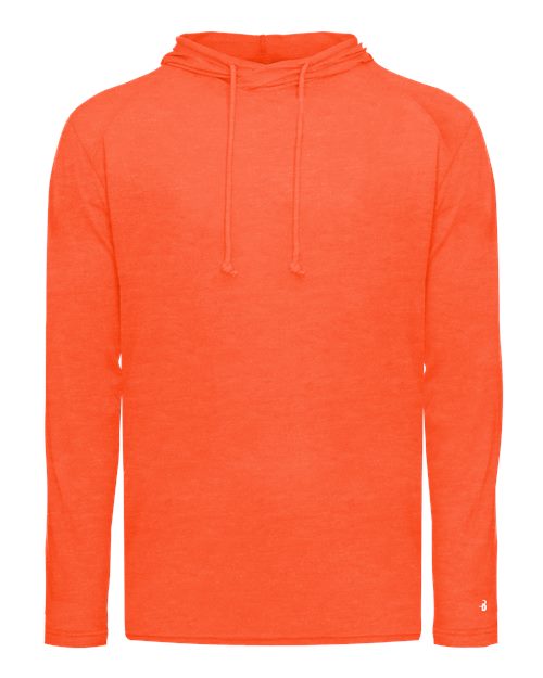Badger Men's Tri-Blend Surplice Hooded Long Sleeve T-Shirt 4905 - Burnt Orange Heather