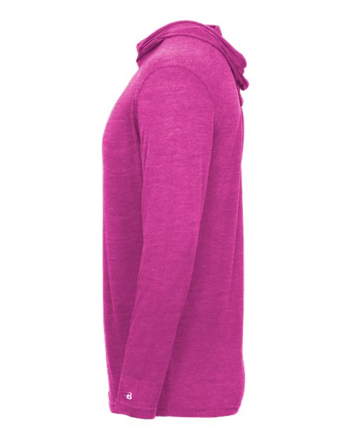 Badger Men's Tri-Blend Surplice Hooded Long Sleeve T-Shirt 4905 - Hot Pink Heather