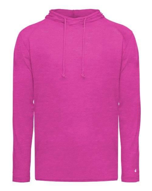 Badger Men's Tri-Blend Surplice Hooded Long Sleeve T-Shirt 4905 - Hot Pink Heather