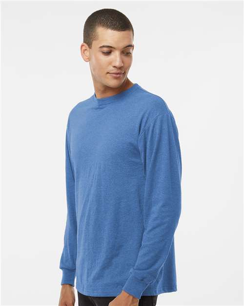 M&O Unisex Gold Soft Touch Long Sleeve T-Shirt 4820 - Heather Royal