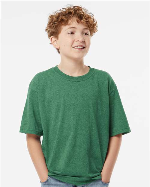 M&O Youth Gold Soft Touch T-Shirt 4850 - Heather Kelly Green