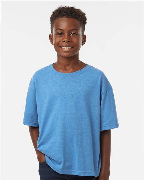 M&O Youth Gold Soft Touch T-Shirt 4850 - Heather Turquoise