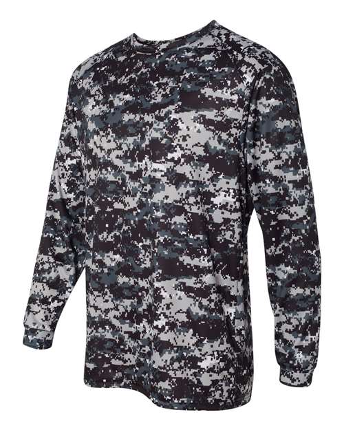 Badger Men's Digital Camo Long Sleeve T-Shirt 4184 - Black Digital