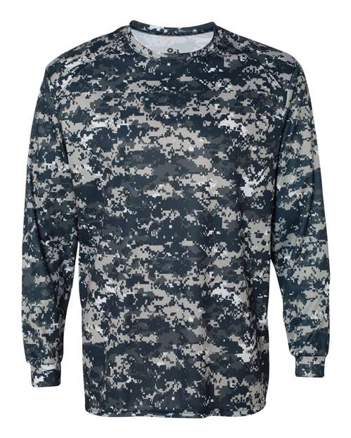 Badger Men's Digital Camo Long Sleeve T-Shirt 4184 - Navy Digital