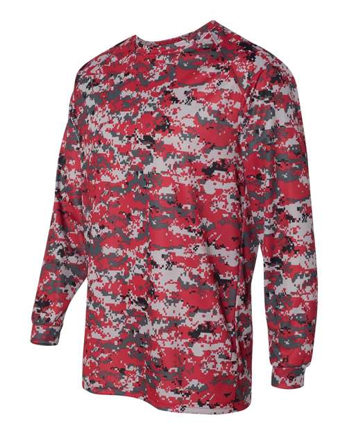 Badger Men's Digital Camo Long Sleeve T-Shirt 4184 - Red Digital