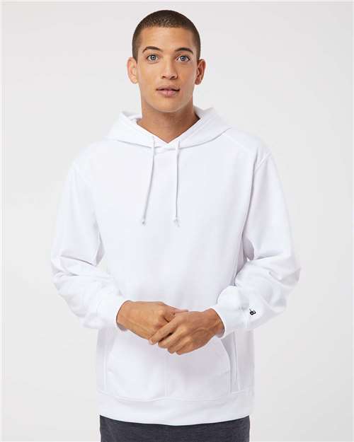 Badger Men's Performance Fleece Hooded Sweatshirt 1454 - White