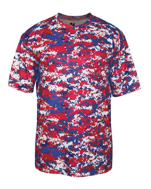 Badger Men's Digital Camo T-Shirt 4180 - Red/ Royal Digital