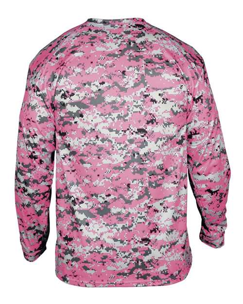 Badger Men's Digital Camo Long Sleeve T-Shirt 4184 - Pink Digital