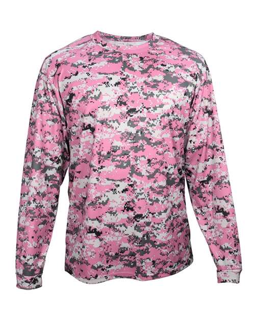 Badger Men's Digital Camo Long Sleeve T-Shirt 4184 - Pink Digital