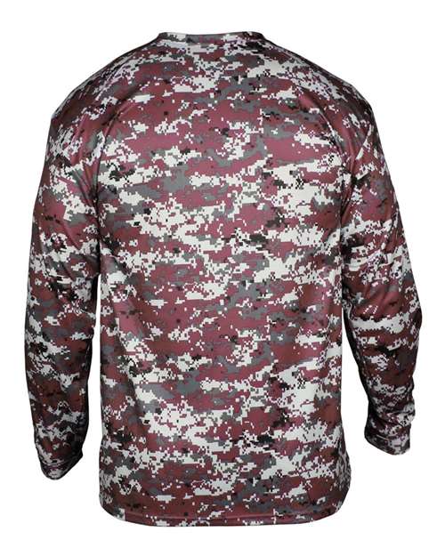 Badger Men's Digital Camo Long Sleeve T-Shirt 4184 - Maroon Digital