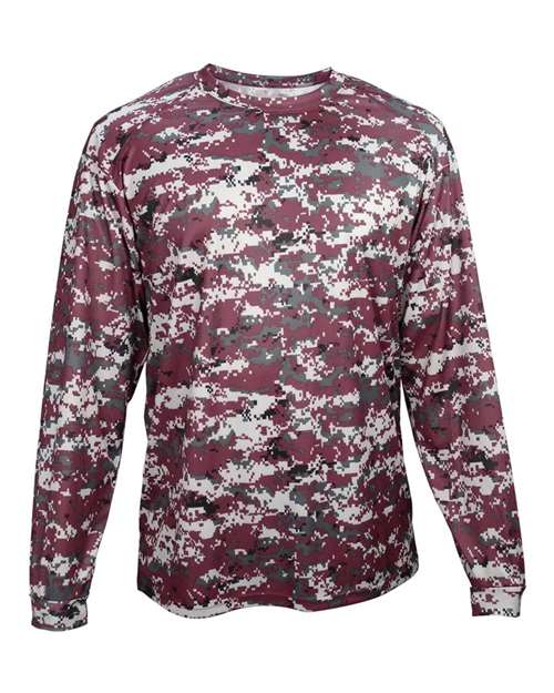 Badger Men's Digital Camo Long Sleeve T-Shirt 4184 - Maroon Digital