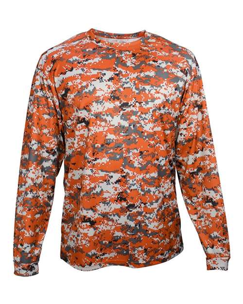 Badger Men's Digital Camo Long Sleeve T-Shirt 4184 - Burnt Orange Digital