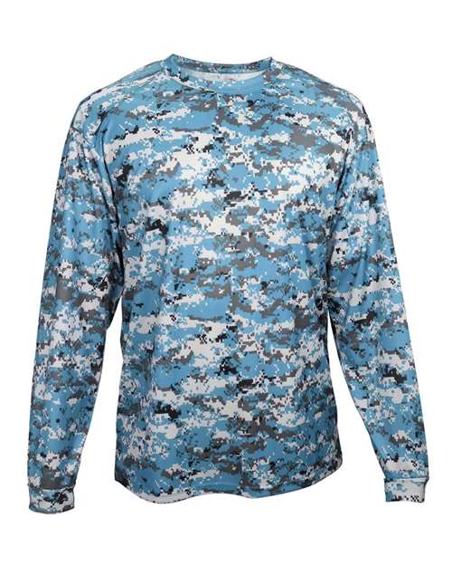 Badger Men's Digital Camo Long Sleeve T-Shirt 4184 - Columbia Blue Digital