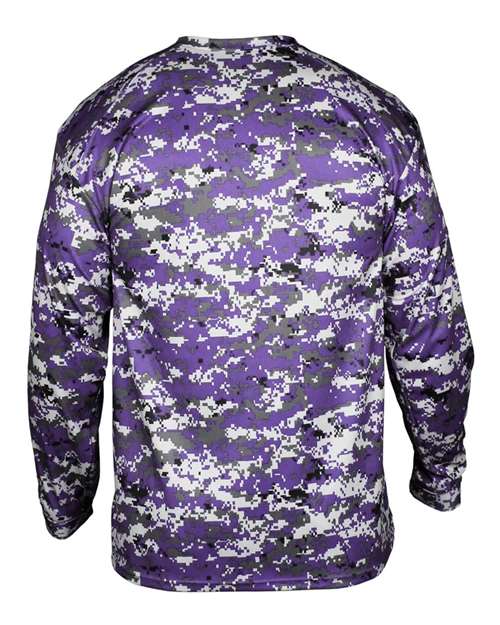 Badger Men's Digital Camo Long Sleeve T-Shirt 4184 - Purple Digital