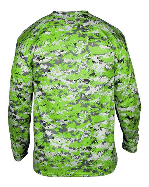 Badger Men's Digital Camo Long Sleeve T-Shirt 4184 - Lime Digital
