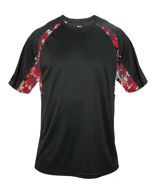 Badger Men's Hook Digital T-Shirt 4140 - Black/ Red