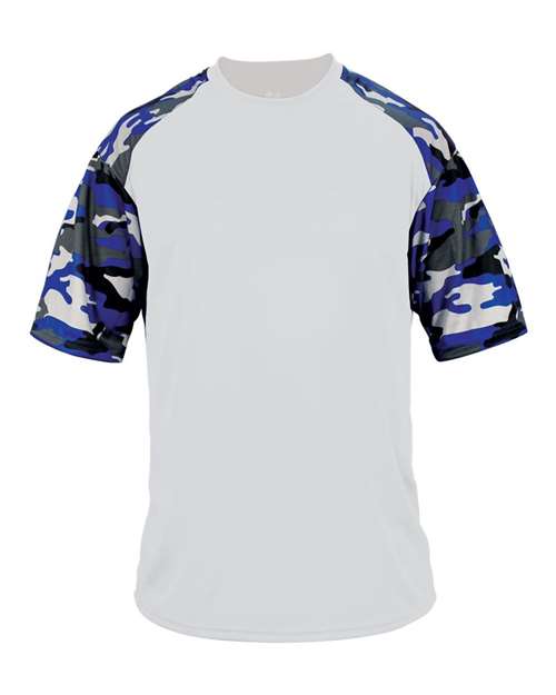 Badger Men's Camo Sport T-Shirt 4141 - White/ Royal Camo