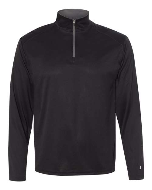 Badger Men's B-Core Quarter-Zip Pullover 4102 - Black/ Graphite