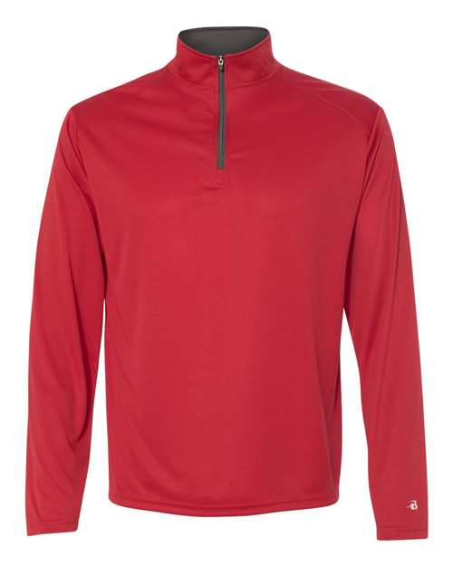 Badger Men's B-Core Quarter-Zip Pullover 4102 - Red/ Graphite