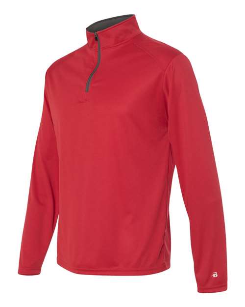 Badger Men's B-Core Quarter-Zip Pullover 4102 - Red/ Graphite