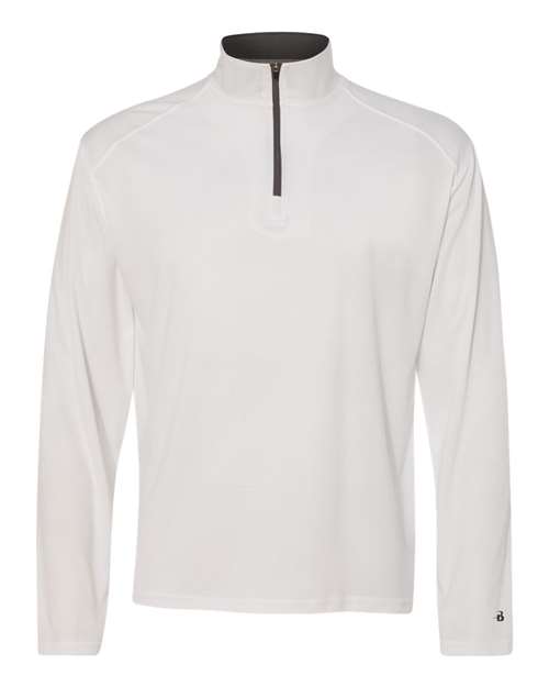 Badger Men's B-Core Quarter-Zip Pullover 4102 - White/ Graphite