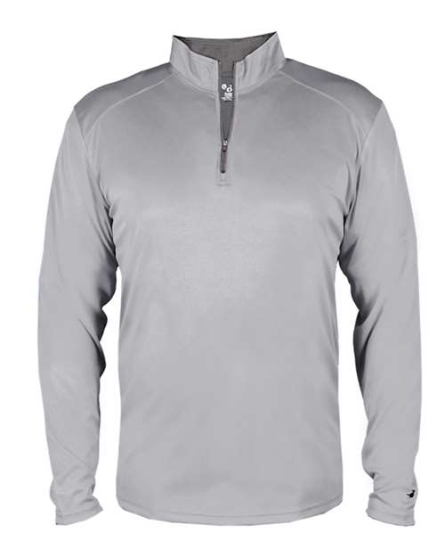 Badger Men's B-Core Quarter-Zip Pullover 4102 - Silver/ Graphite