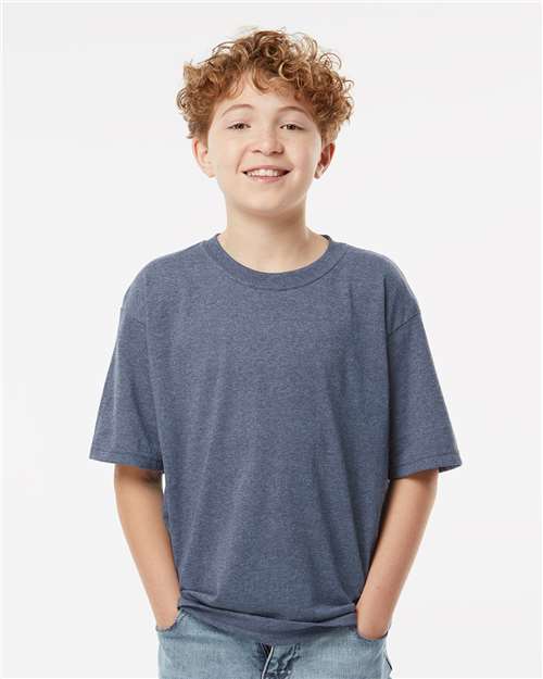 M&O Youth Gold Soft Touch T-Shirt 4850 - Heather Navy
