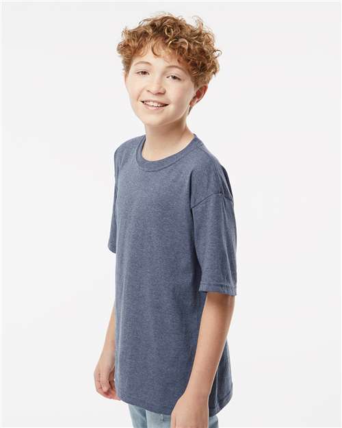 M&O Youth Gold Soft Touch T-Shirt 4850 - Heather Navy