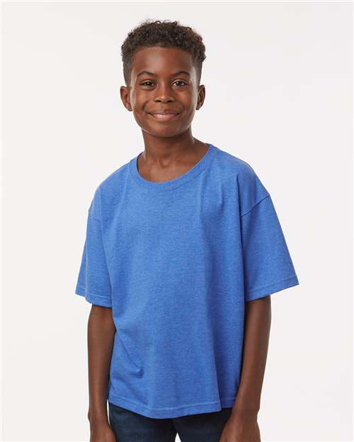 M&O Youth Gold Soft Touch T-Shirt 4850 - Heather Royal
