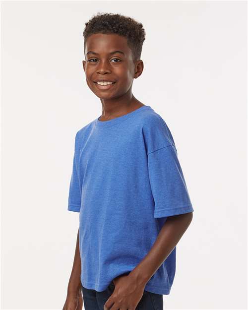 M&O Youth Gold Soft Touch T-Shirt 4850 - Heather Royal