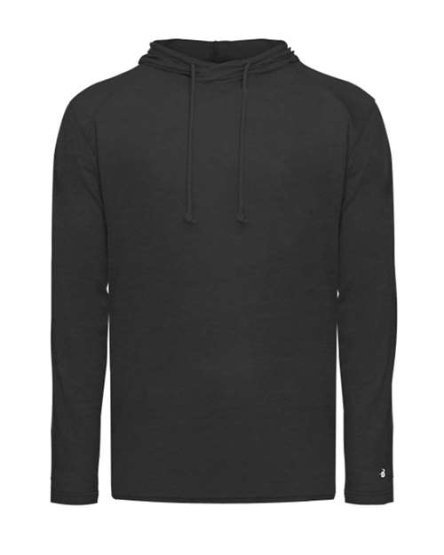 Badger Men's Tri-Blend Surplice Hooded Long Sleeve T-Shirt 4905 - Black