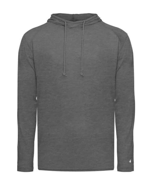 Badger Men's Tri-Blend Surplice Hooded Long Sleeve T-Shirt 4905 - Graphite Heather