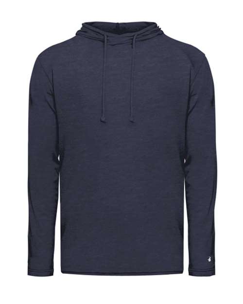 Badger Men's Tri-Blend Surplice Hooded Long Sleeve T-Shirt 4905 - Navy Heather