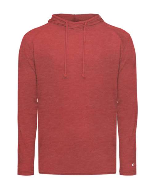 Badger Men's Tri-Blend Surplice Hooded Long Sleeve T-Shirt 4905 - Red Heather