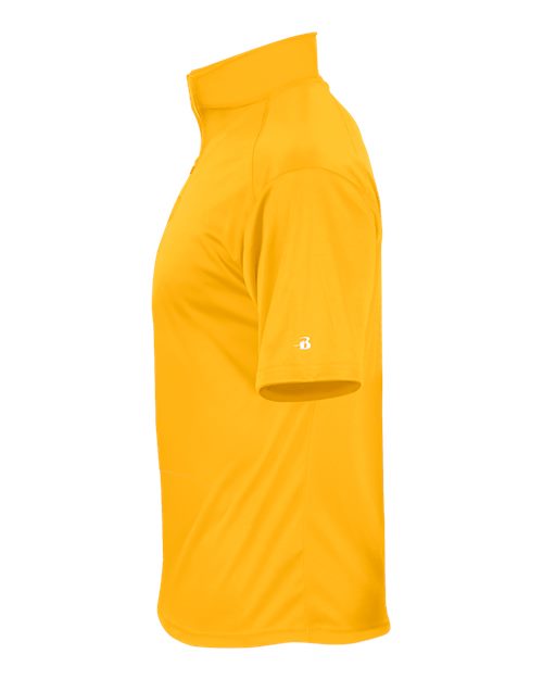 Badger Men's B-Core Short Sleeve Quarter-Zip 4199 - Gold/ Graphite
