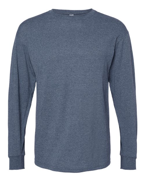 M&O Unisex Gold Soft Touch Long Sleeve T-Shirt 4820 - Heather Navy