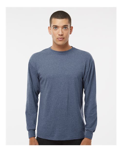 M&O Unisex Gold Soft Touch Long Sleeve T-Shirt 4820 - Heather Navy