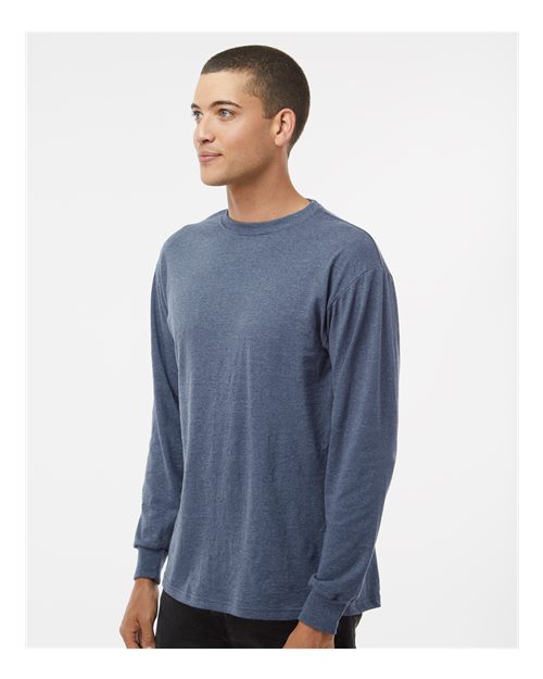 M&O Unisex Gold Soft Touch Long Sleeve T-Shirt 4820 - Heather Navy