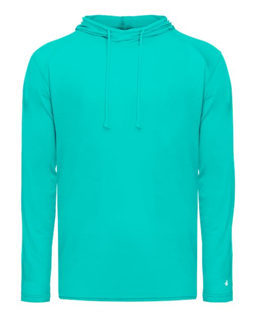Badger Men's Tri-Blend Surplice Hooded Long Sleeve T-Shirt 4905 - Turquoise