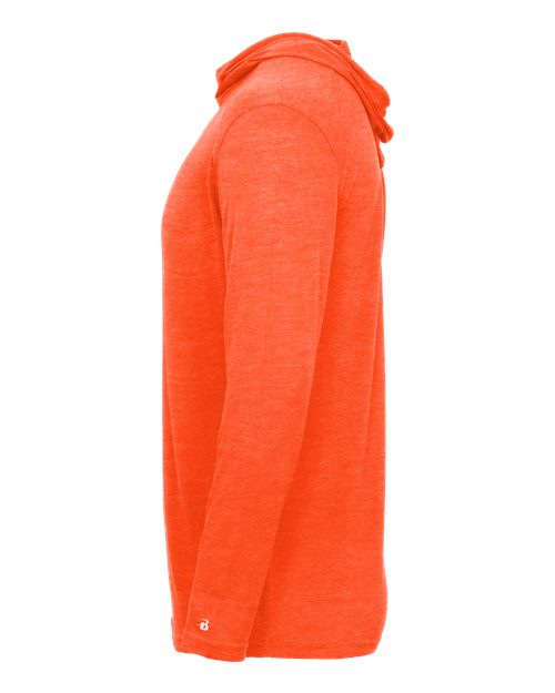 Badger Men's Tri-Blend Surplice Hooded Long Sleeve T-Shirt 4905 - Burnt Orange Heather