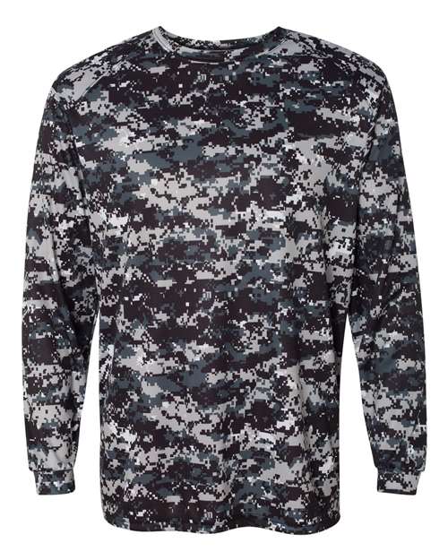 Badger Men's Digital Camo Long Sleeve T-Shirt 4184 - Black Digital