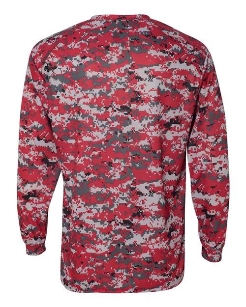 Badger Men's Digital Camo Long Sleeve T-Shirt 4184 - Red Digital