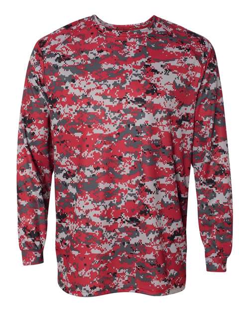 Badger Men's Digital Camo Long Sleeve T-Shirt 4184 - Red Digital