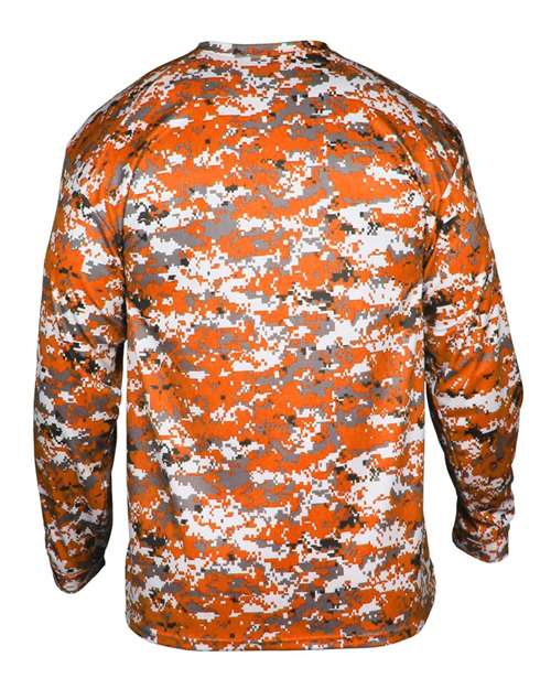 Badger Men's Digital Camo Long Sleeve T-Shirt 4184 - Burnt Orange Digital