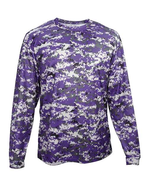 Badger Men's Digital Camo Long Sleeve T-Shirt 4184 - Purple Digital