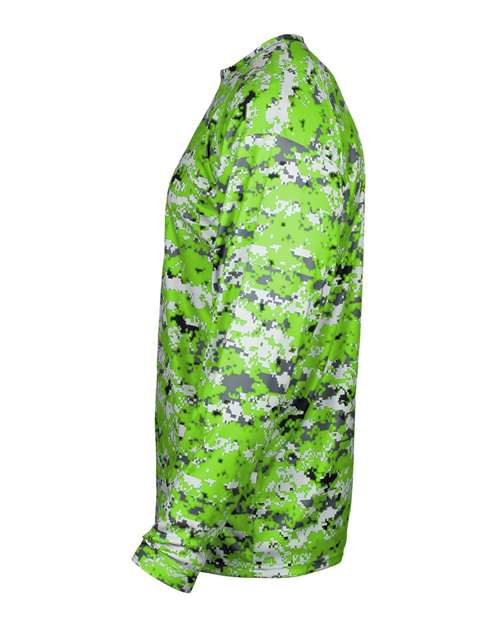 Badger Men's Digital Camo Long Sleeve T-Shirt 4184 - Lime Digital