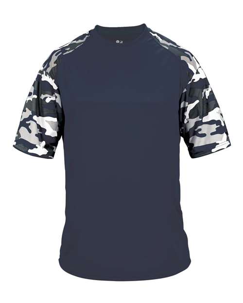 Badger Men's Camo Sport T-Shirt 4141 - Navy/ Navy Camo