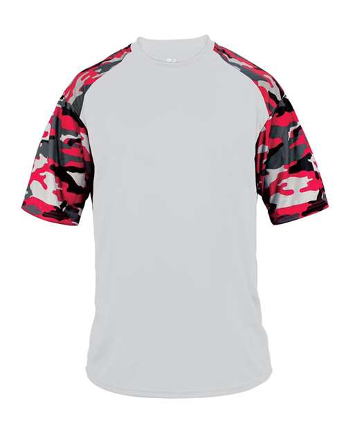 Badger Men's Camo Sport T-Shirt 4141 - White/ Red Camo
