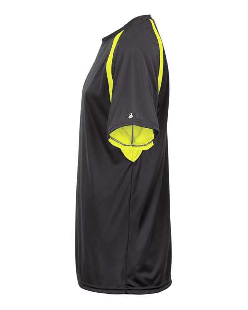 Badger Men's B-Core Hook T-Shirt 4144 - Graphite/ Safety Yellow